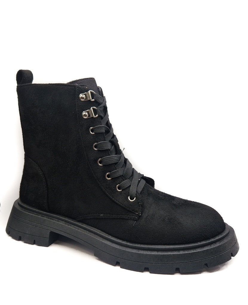 Ladies Womens Low Heel Lace Up Zip Biker Army Military Combat Ankle Boots Size