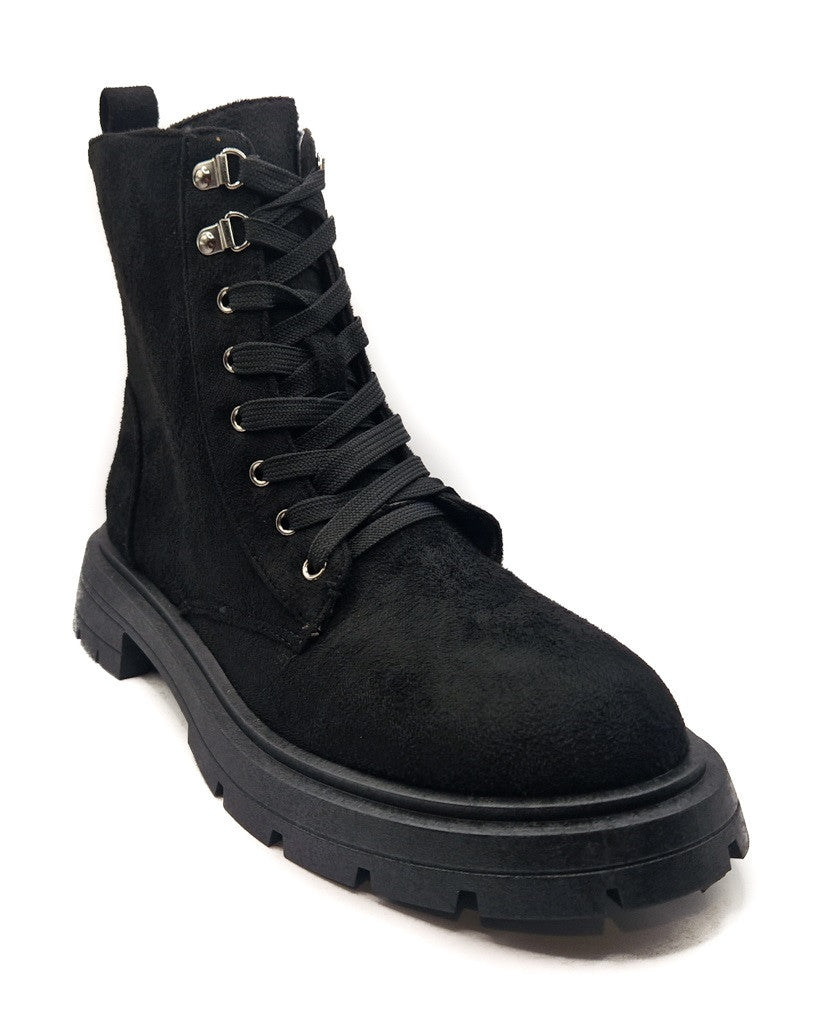 Ladies Womens Low Heel Lace Up Zip Biker Army Military Combat Ankle Boots Size