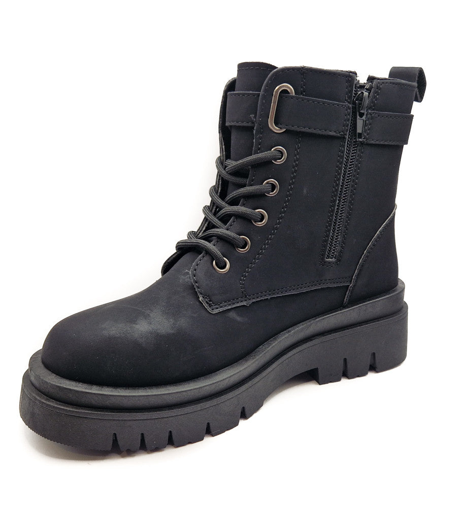 Ladies Womens Low Heel Lace Up Zip Biker Army Military Combat Ankle Boots Size