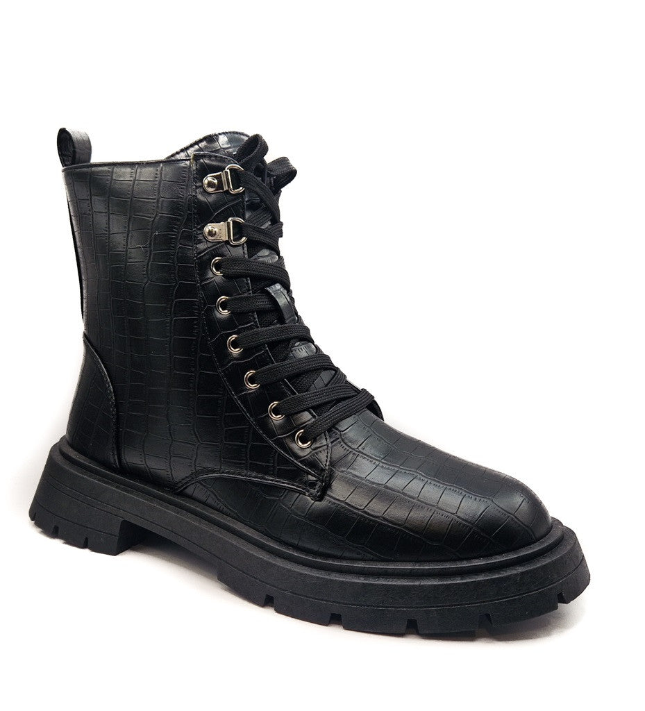 Ladies Womens Low Heel Lace Up Zip Biker Army Military Combat Ankle Boots Size