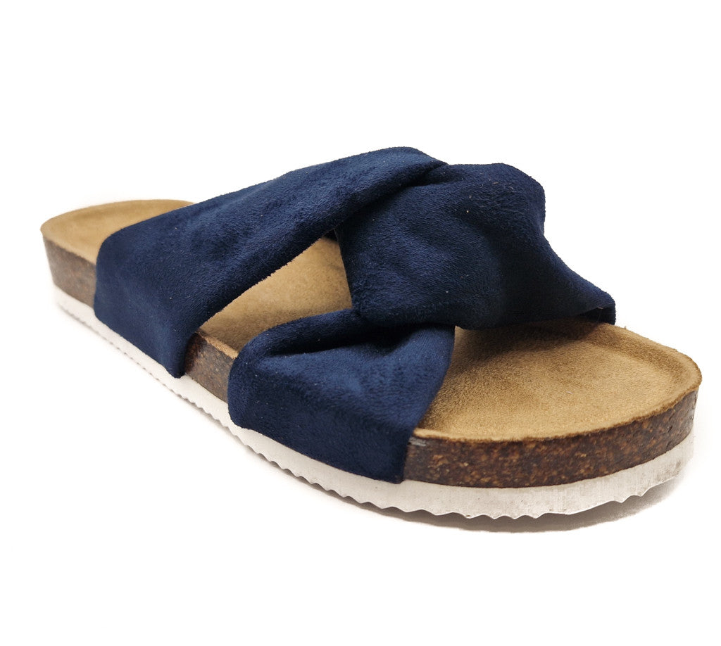 Shoes by Emma Ancona Womens Cork Slip On Sandals Navy