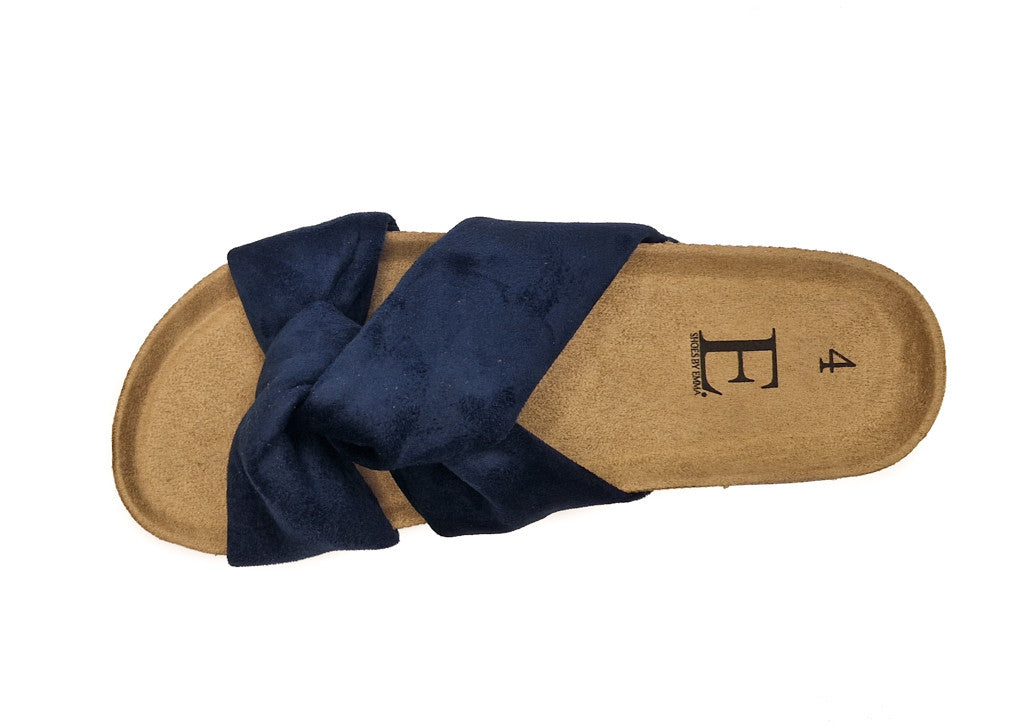 Shoes by Emma Ancona Womens Cork Slip On Sandals Navy