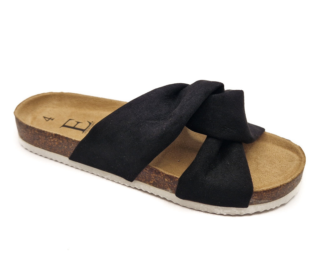 Shoes by Emma Ancona Womens Cork Slip On Sandals Black