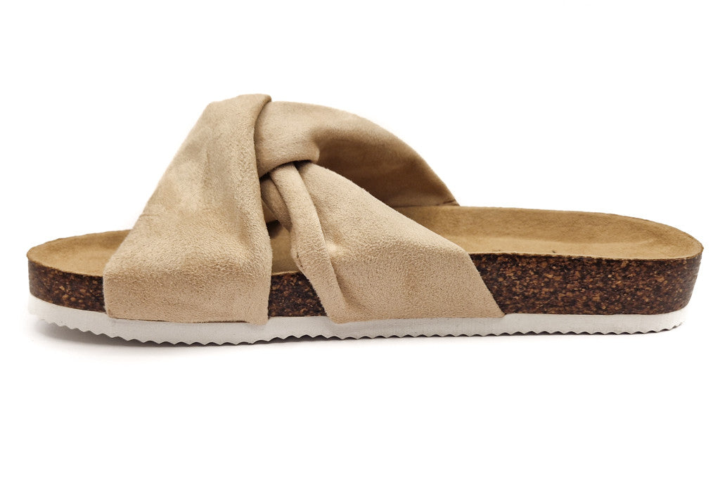 Shoes by Emma Ancona Womens Cork Slip On Sandals Beige
