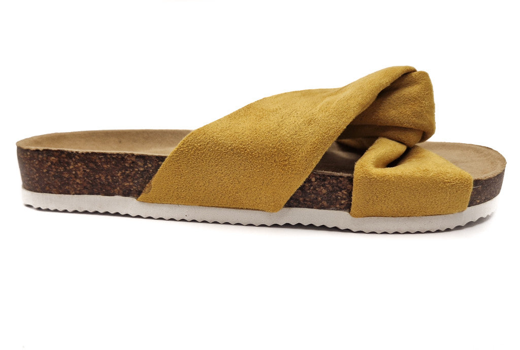 Shoes by Emma Ancona Womens Cork Slip On Sandals Mustard