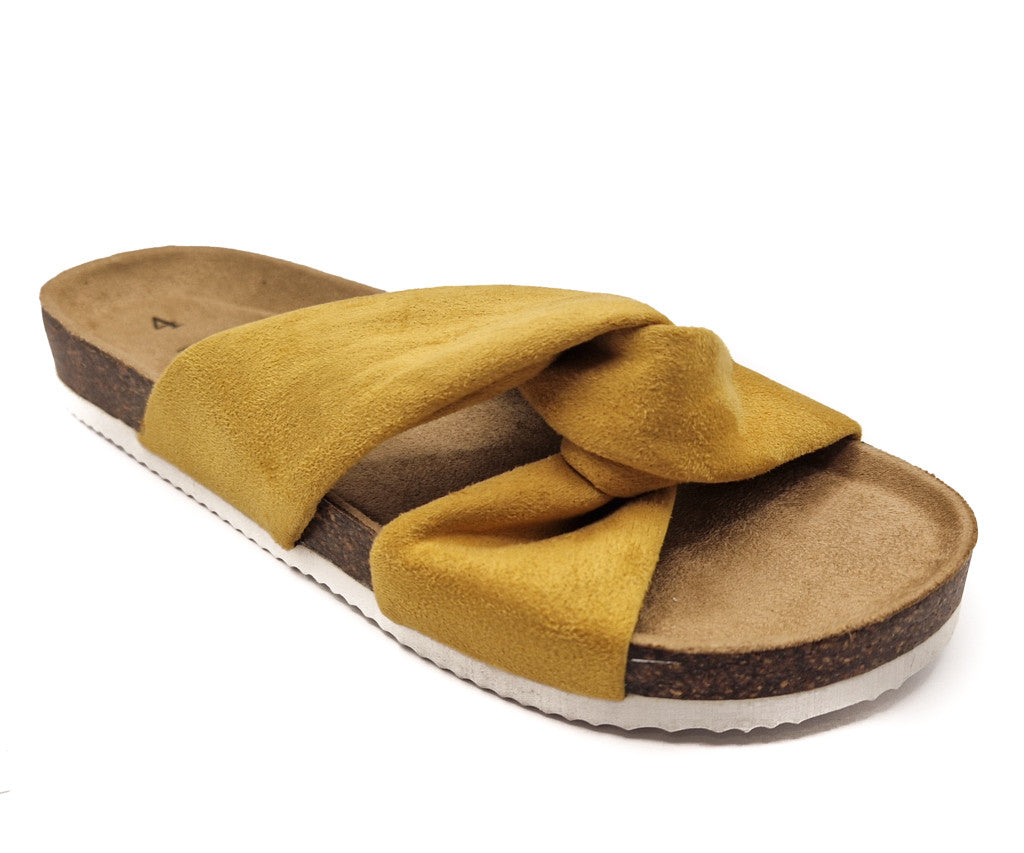 Shoes by Emma Ancona Womens Cork Slip On Sandals Mustard