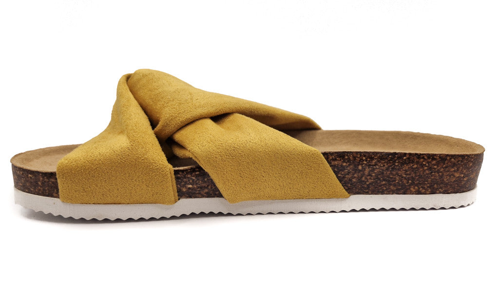 Shoes by Emma Ancona Womens Cork Slip On Sandals Mustard