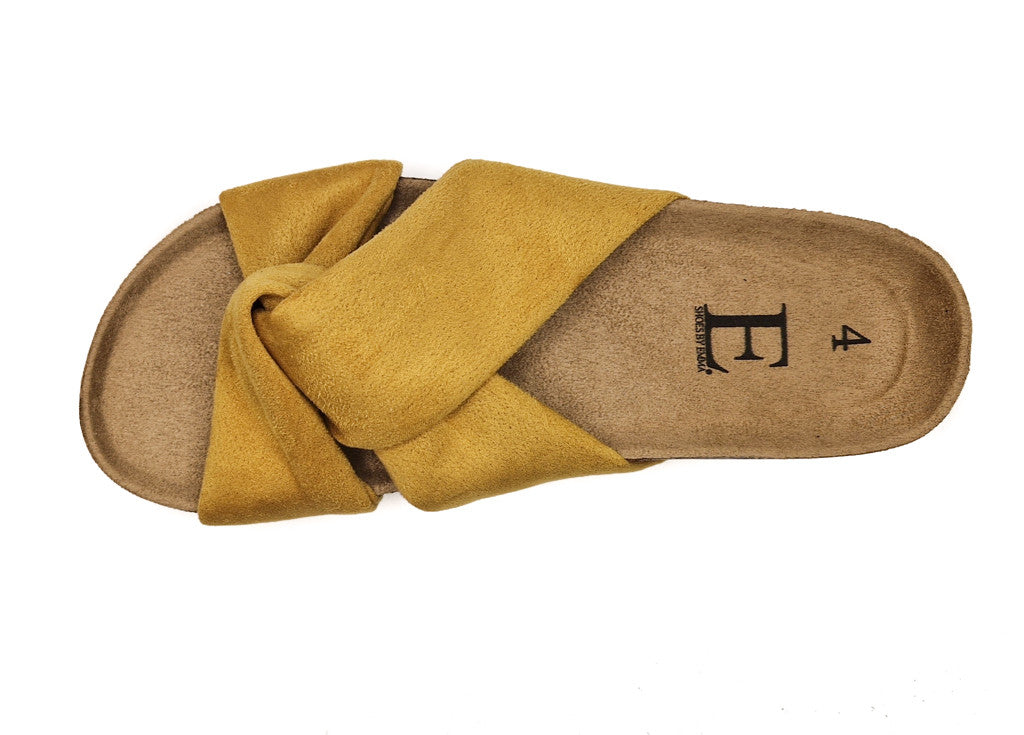 Shoes by Emma Ancona Womens Cork Slip On Sandals Mustard