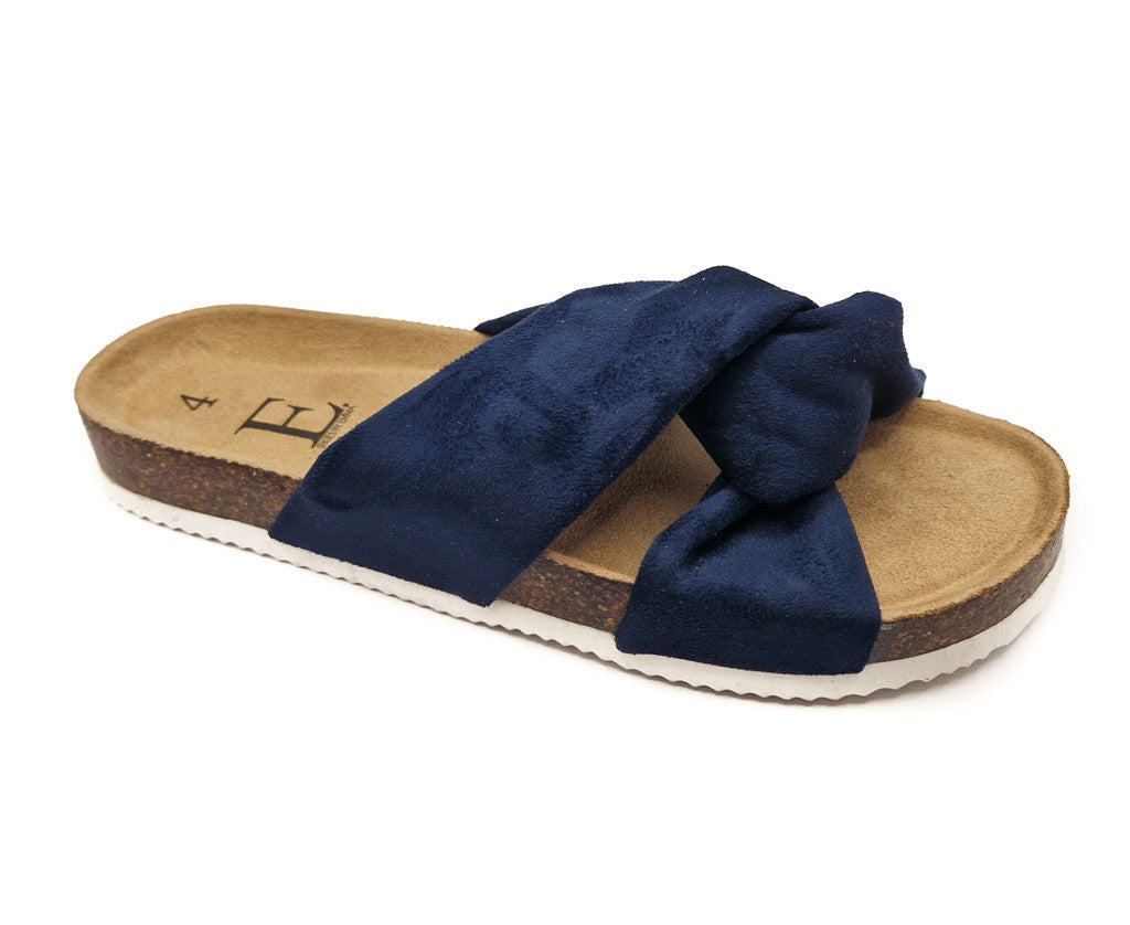 Shoes by Emma Ancona Womens Cork Slip On Sandals Navy