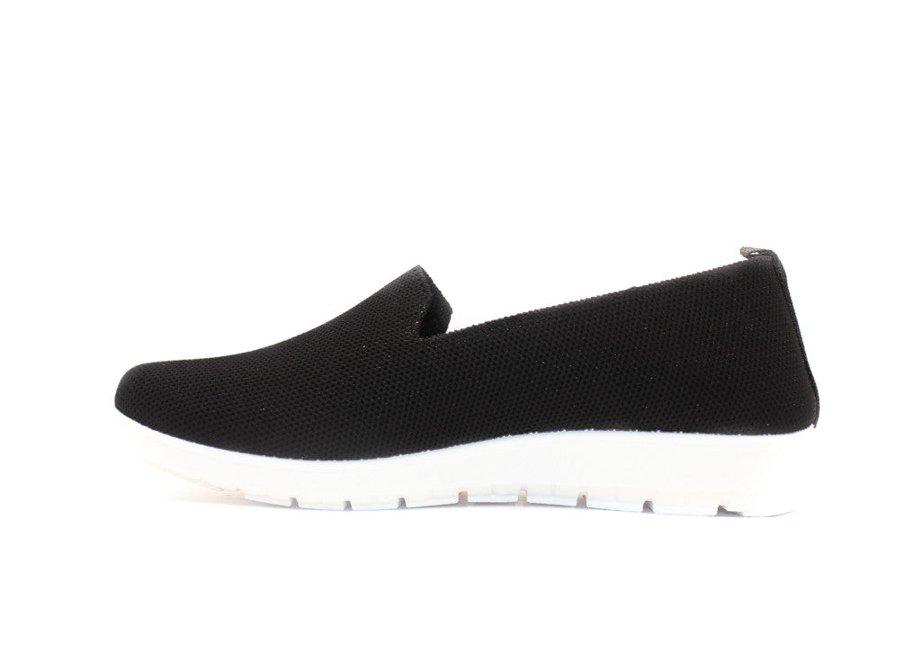 Ladies Slip On Comfortable Breathable Knit Running Trainers Black
