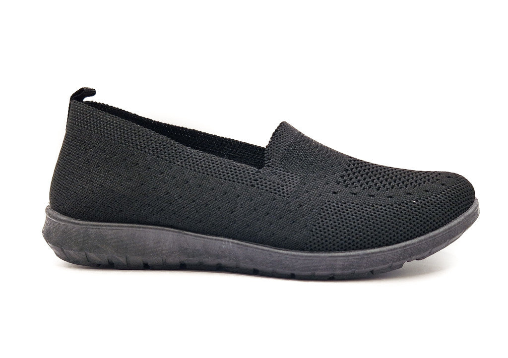 Ladies Womens Slip On Knit Sport Running Walking Canvas Comfy Trainers Shoes