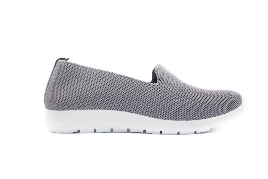 Ladies Slip On Comfortable Breathable Knit Running Trainers Grey