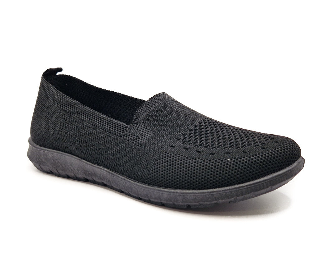 Ladies Womens Slip On Knit Sport Running Walking Canvas Comfy Trainers Shoes