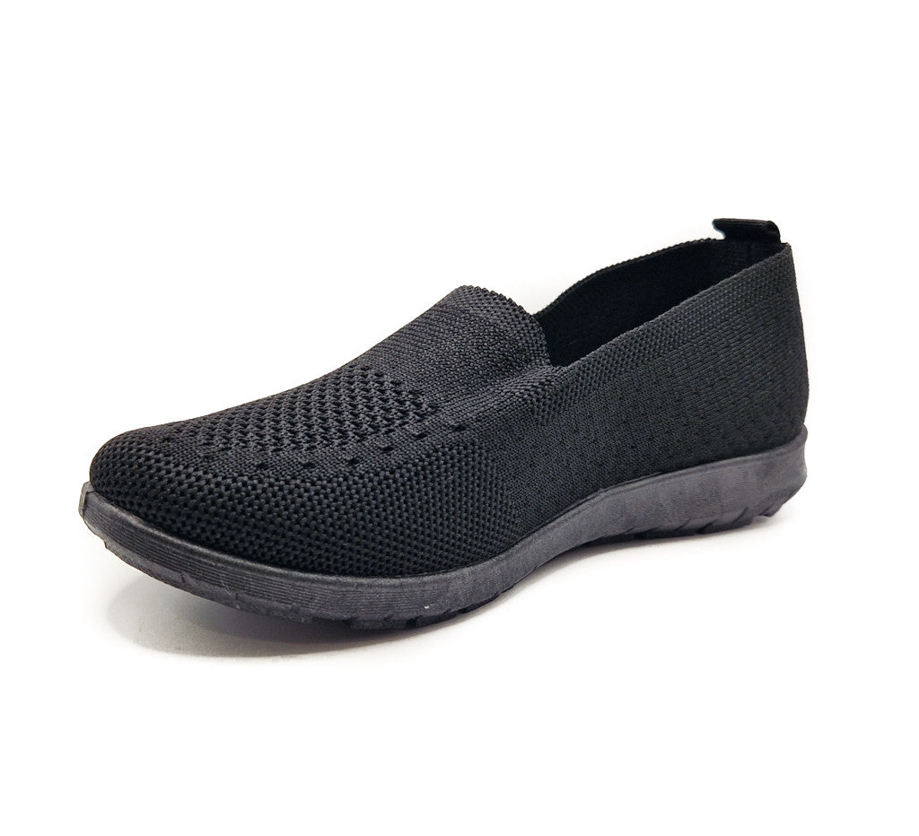 Ladies Womens Slip On Knit Sport Running Walking Canvas Comfy Trainers Shoes