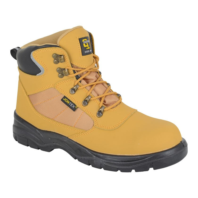 Grafters Waterproof Safety Boots – Honey Action Leather/Nylon – Steel Toe Cap – EU 36-49