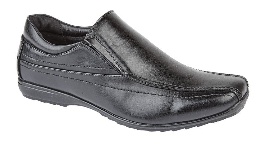 US Brass Mens Black Classic Slip On School Wedding Work Comfort Smart Shoes Size