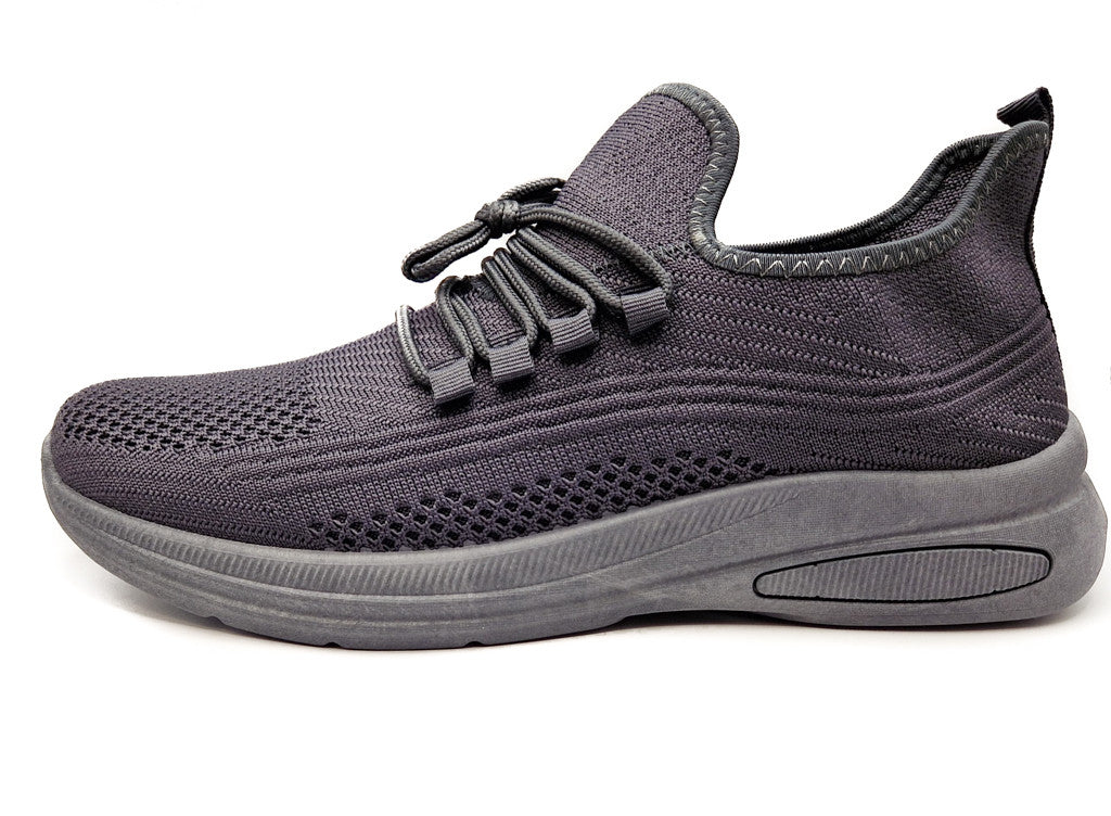 Mens Casual Sports Mesh Elasticated Trainers Shoes Grey