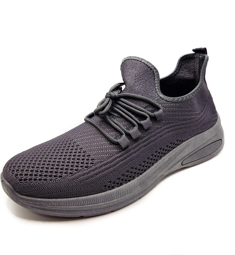 Mens Casual Sports Mesh Elasticated Trainers Shoes Grey