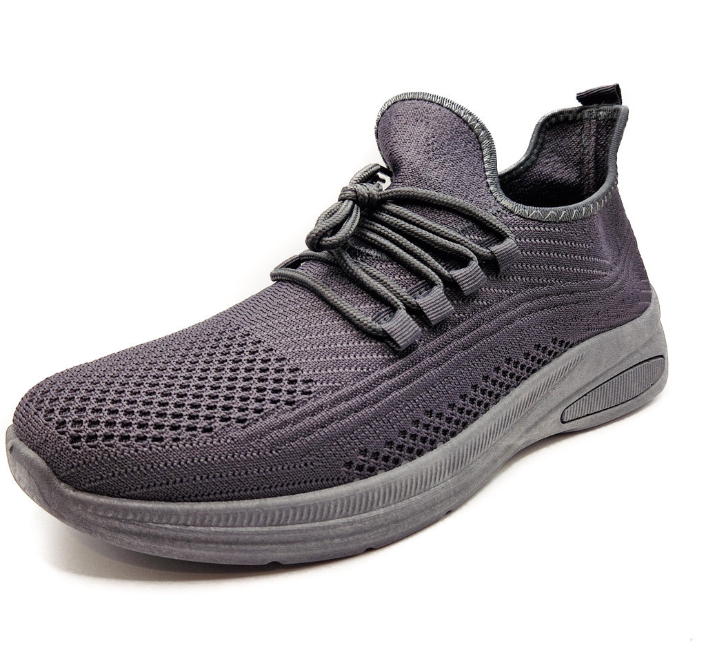 Mens Casual Sports Mesh Elasticated Trainers Shoes Grey