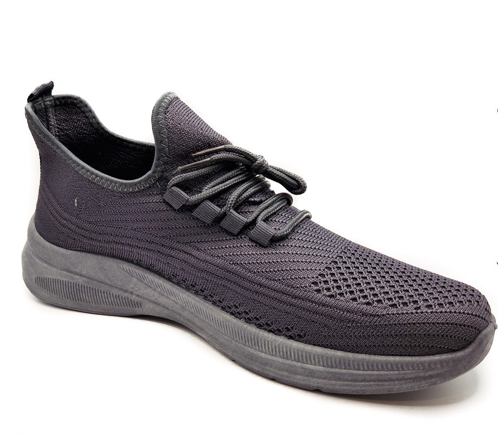Mens Casual Sports Mesh Elasticated Trainers Shoes Grey