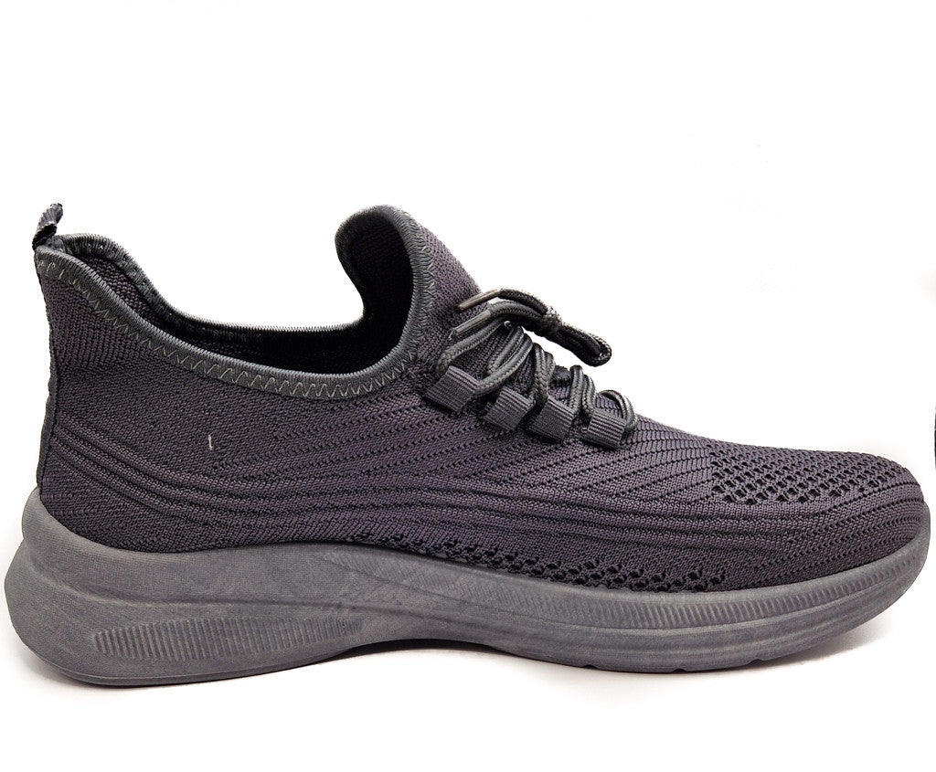 Mens Casual Sports Mesh Elasticated Trainers Shoes Grey