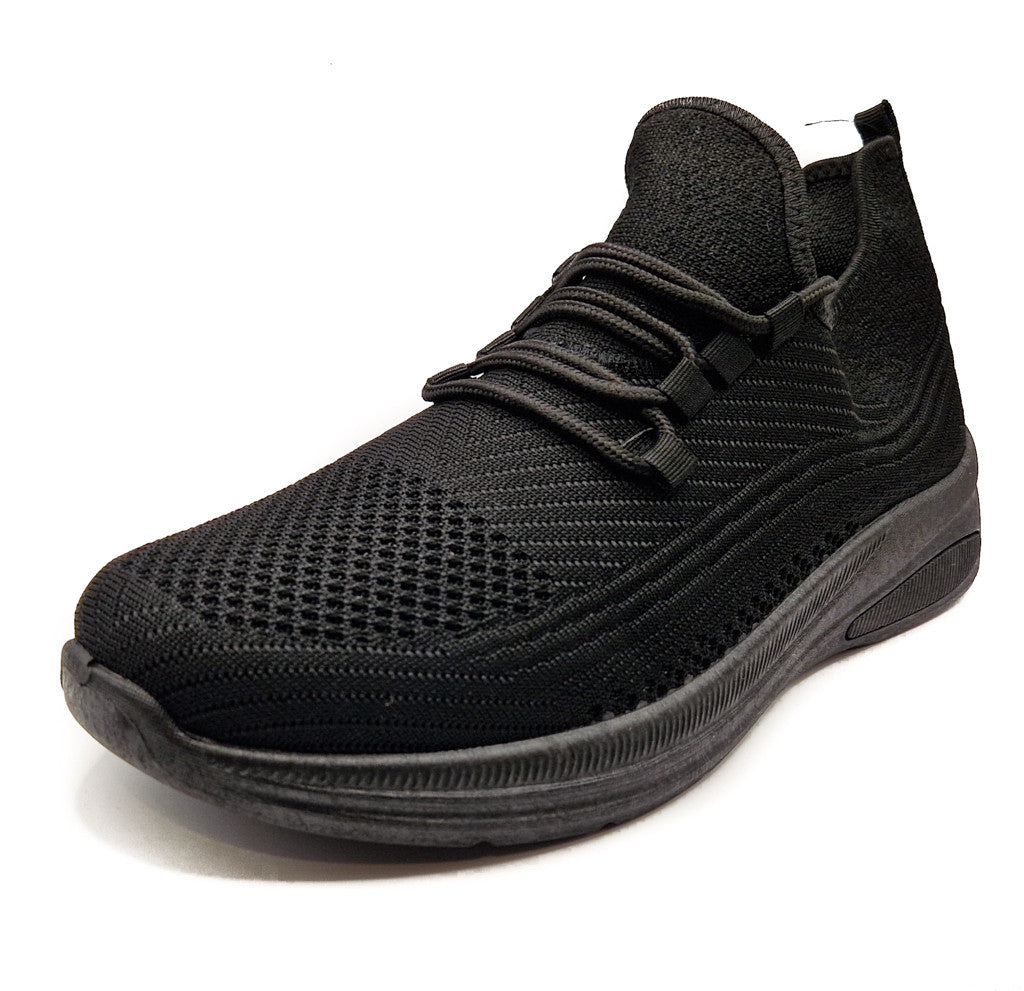 Mens Casual Sports Mesh Elasticated Trainers Shoes Black