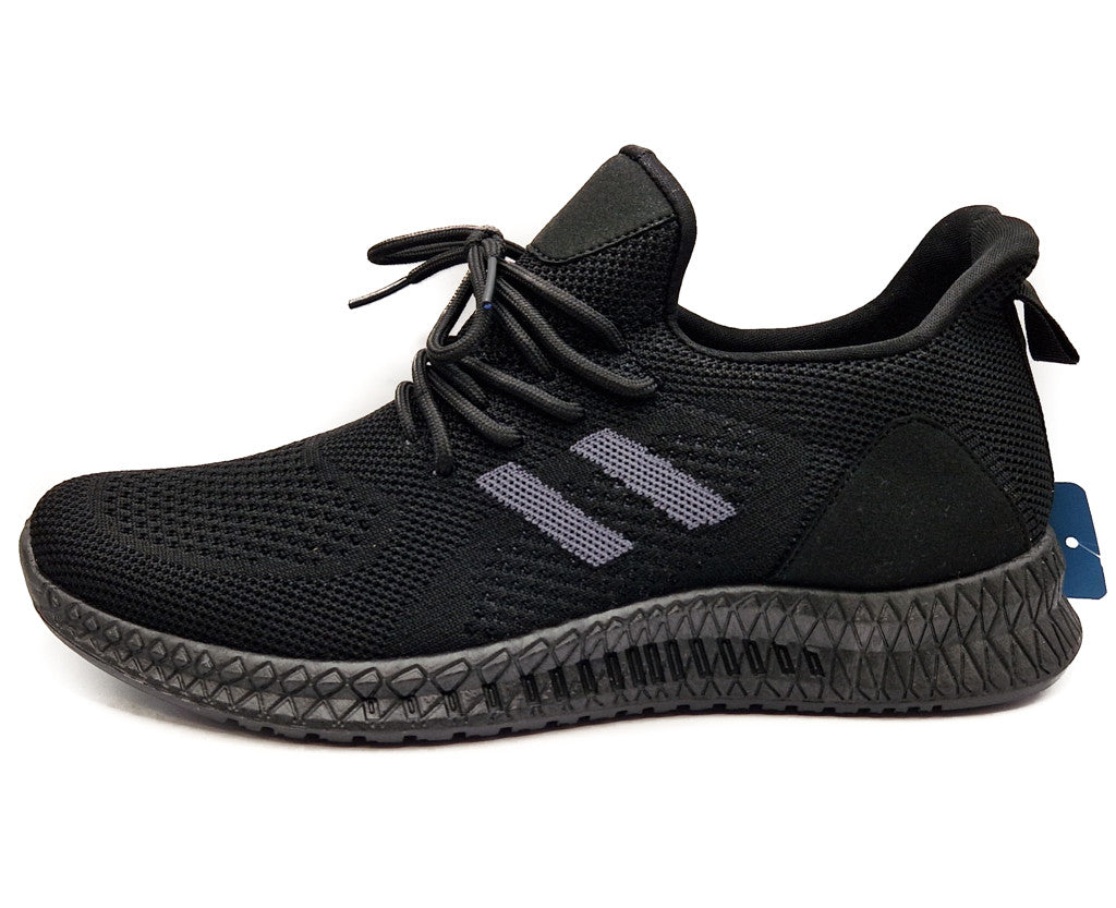 Mens Casual Sports Mesh Trainers Shoes All Black