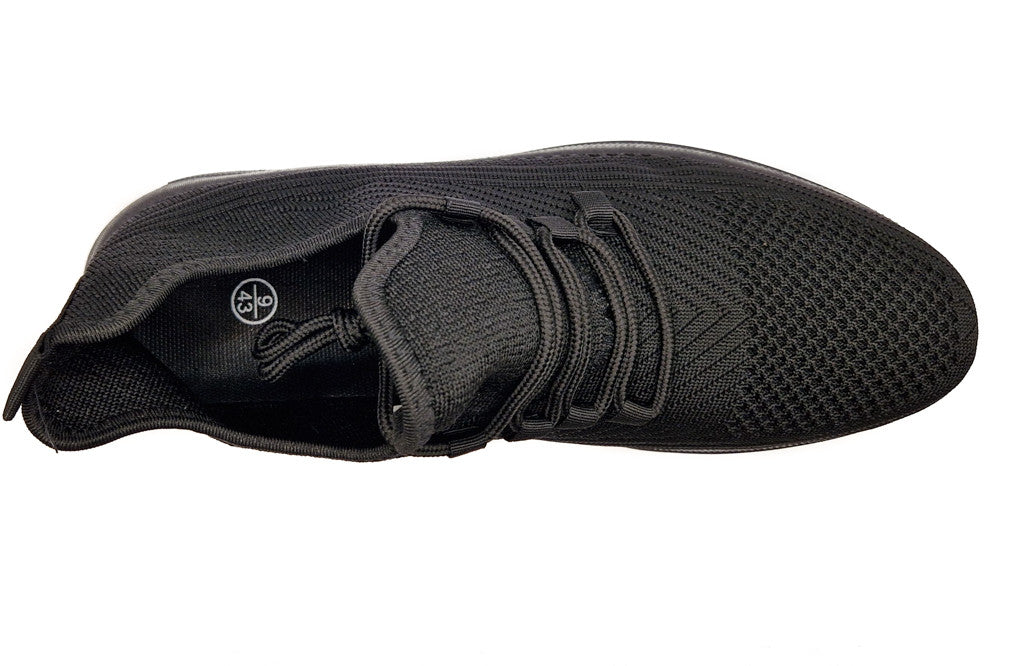 Mens Casual Sports Mesh Elasticated Trainers Shoes Black