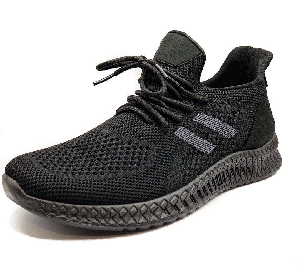 Mens Casual Sports Mesh Trainers Shoes All Black