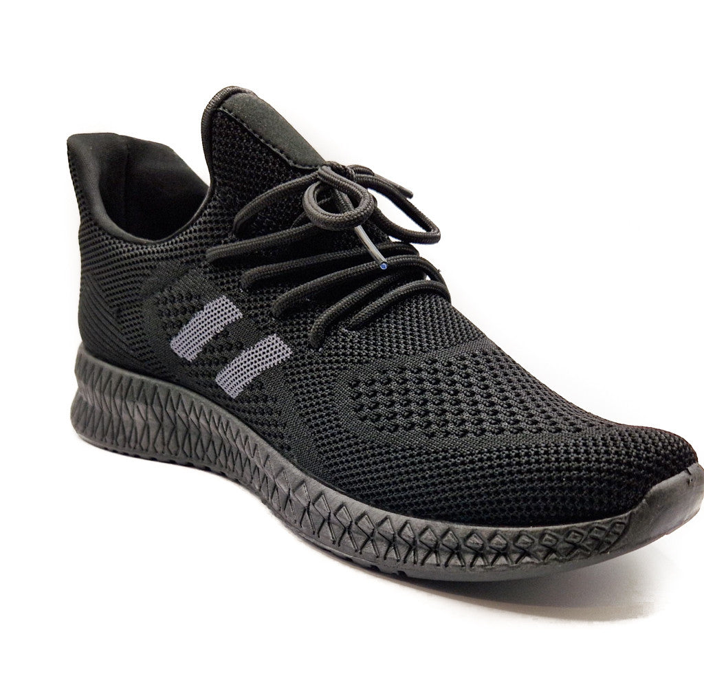Mens Casual Sports Mesh Trainers Shoes All Black
