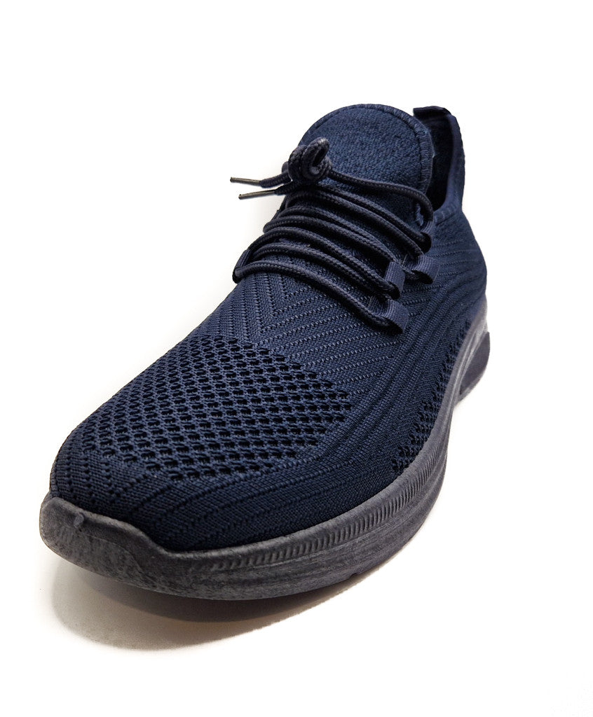 Mens Casual Sports Mesh Elasticated Trainers Shoes Navy