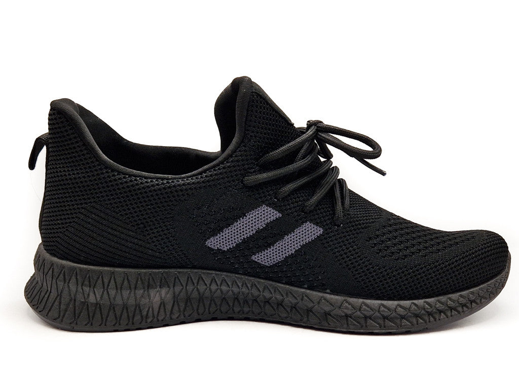 Mens Casual Sports Mesh Trainers Shoes All Black