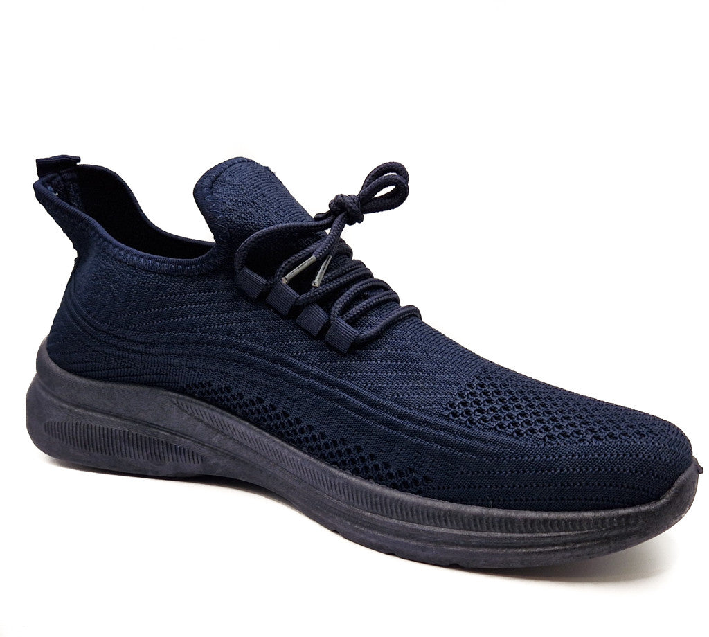 Mens Casual Sports Mesh Elasticated Trainers Shoes Navy