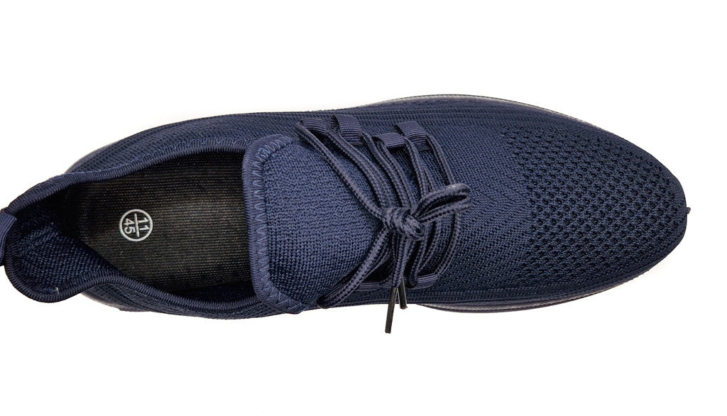 Mens Casual Sports Mesh Elasticated Trainers Shoes Navy