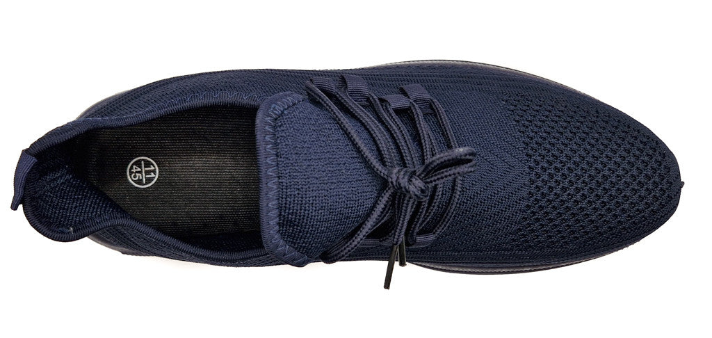 Mens Casual Sports Mesh Elasticated Trainers Shoes Navy