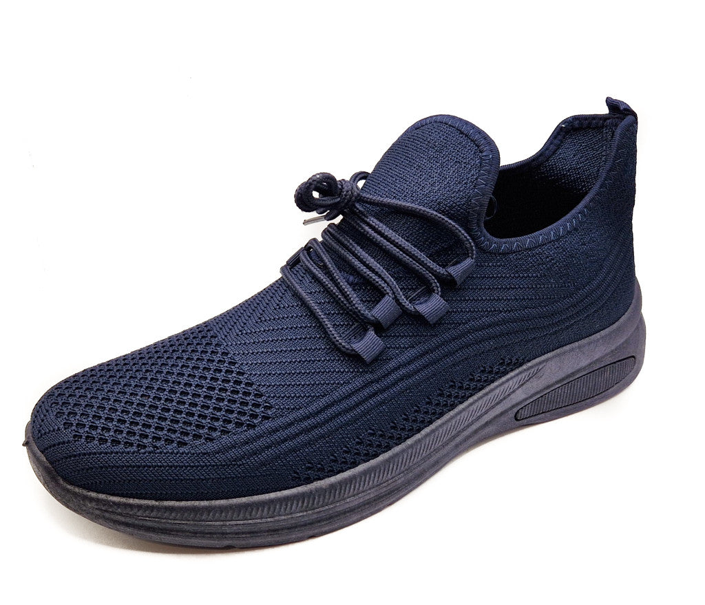 Mens Casual Sports Mesh Elasticated Trainers Shoes Navy