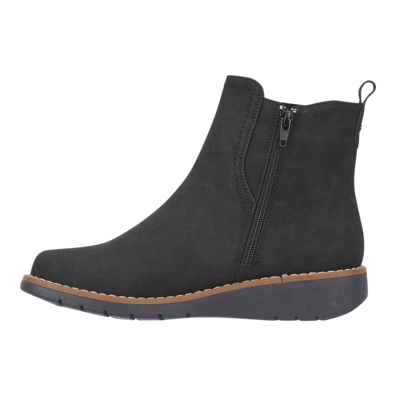 Twin Gusset Ankle Wedge Boots Black PU