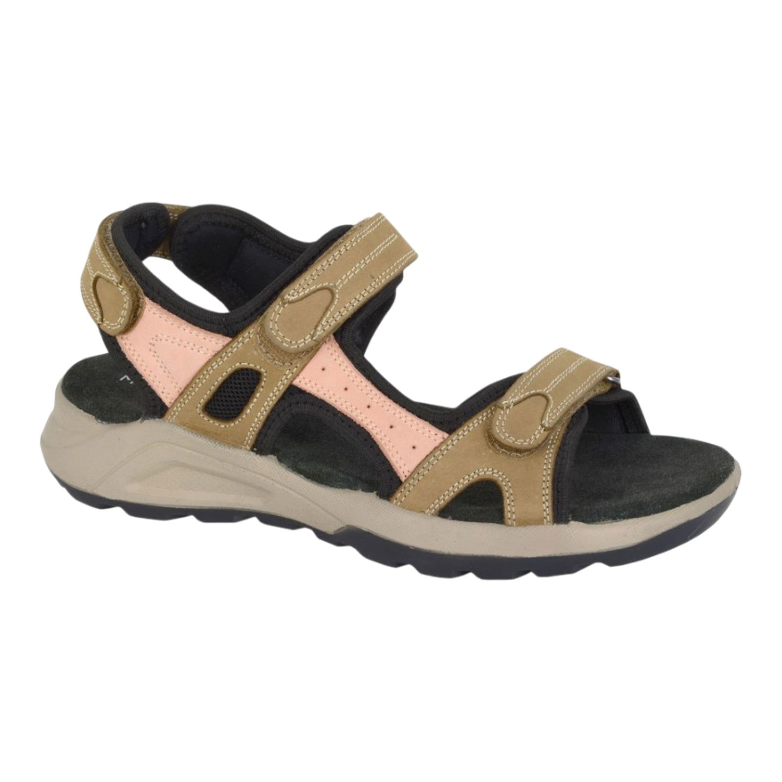 Mod Comfys Leather Touch Fastening Sports Sandals Taupe