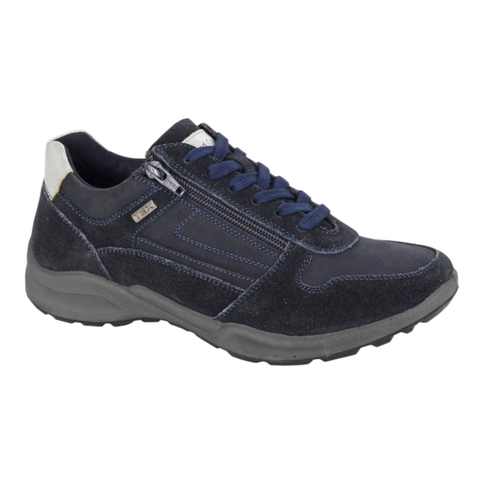 Mod Comfys Womens Leather Walking Trainers Navy