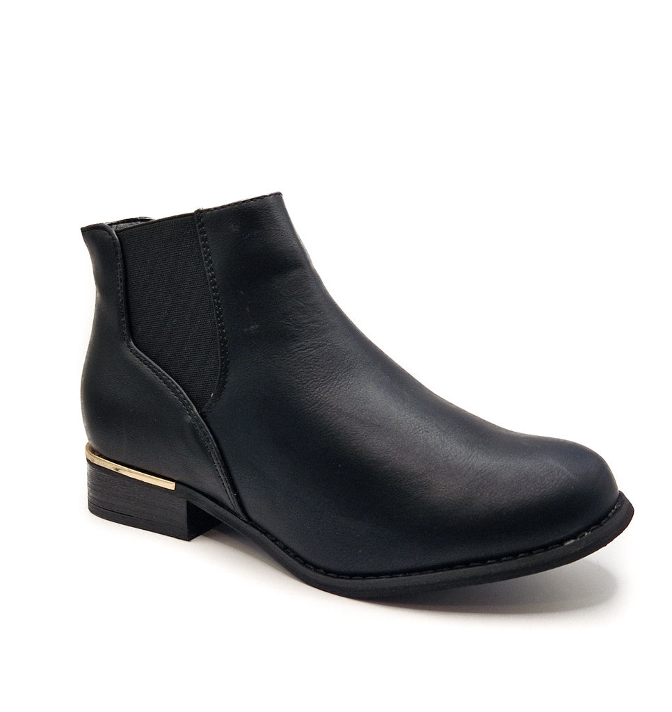 Women's Wide Fit Chelsea Pull On Ankle Boot Faux Leather Black