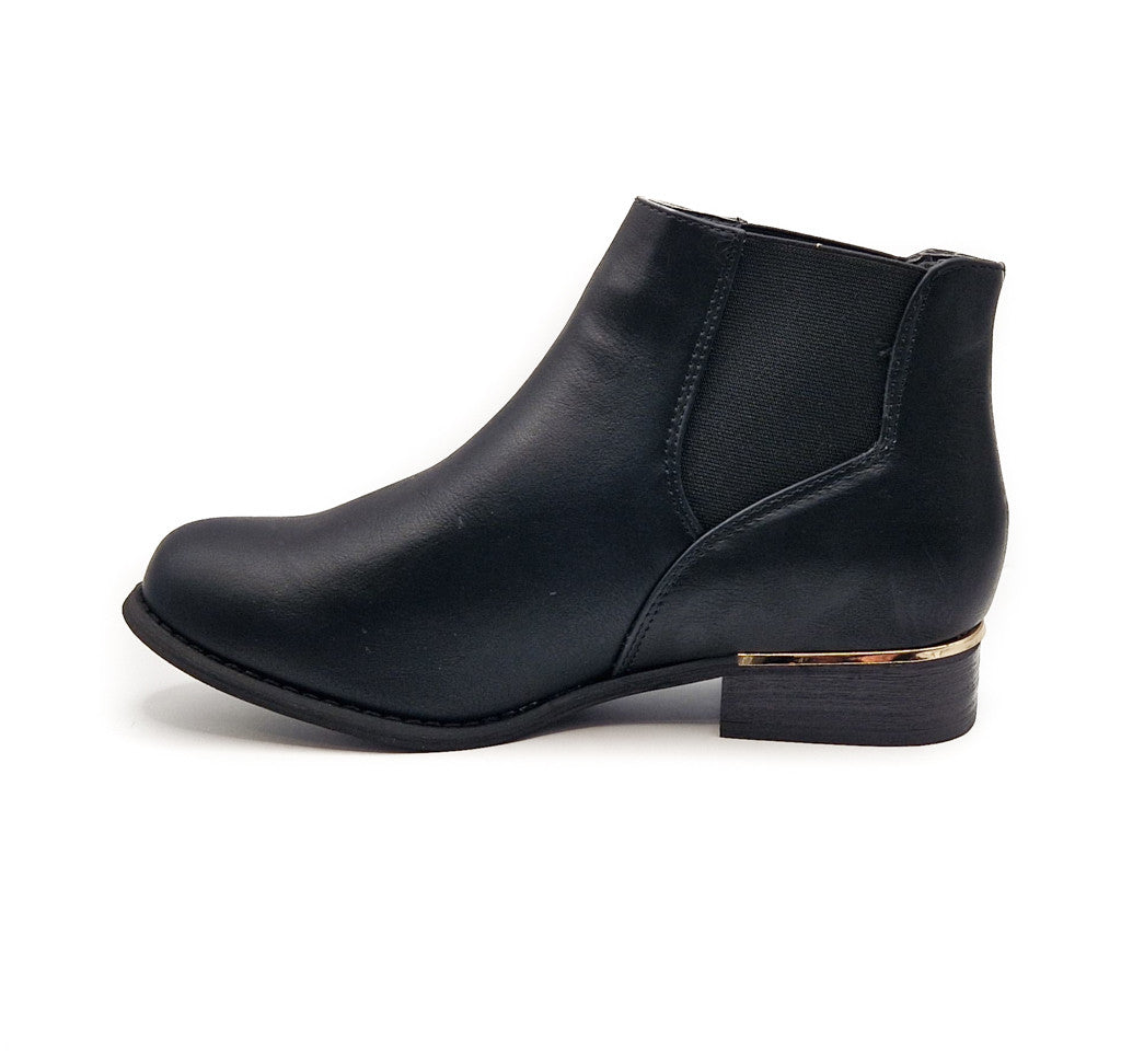 Women's Wide Fit Chelsea Pull On Ankle Boot Faux Leather Black
