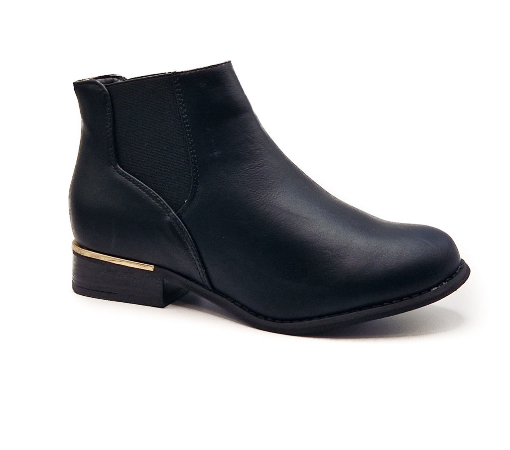 Women's Wide Fit Chelsea Pull On Ankle Boot Faux Leather Black