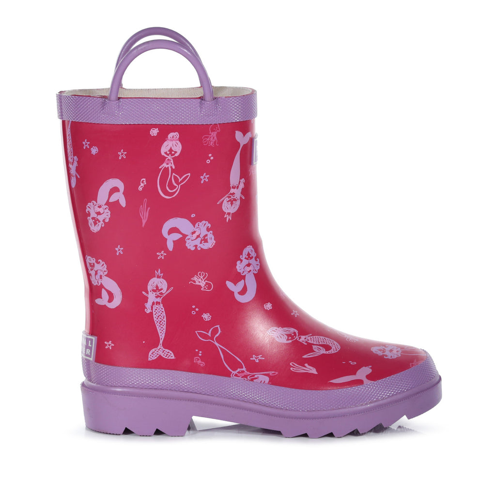 Regatta Minnow Kids Boys Girls Waterproof Wellington Boots Shark Pink Mermaid