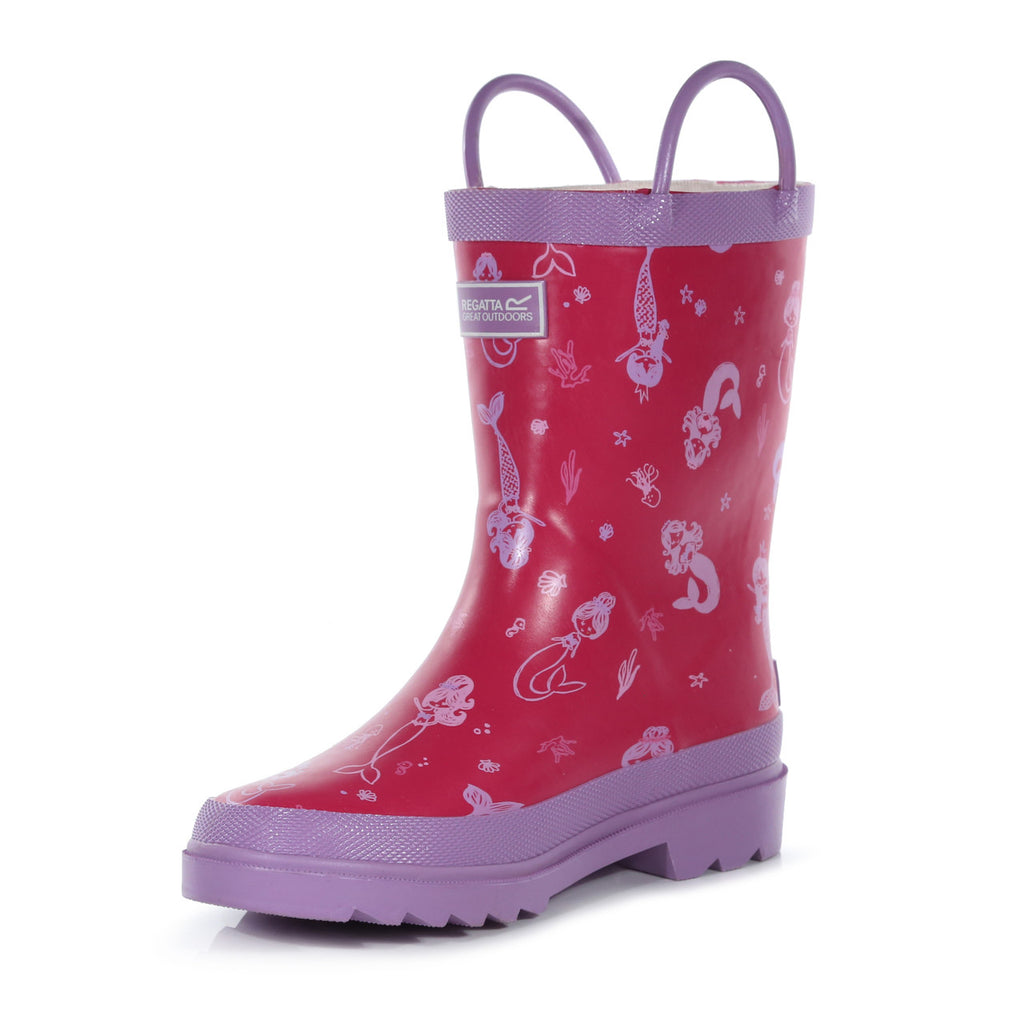 Regatta Minnow Kids Boys Girls Waterproof Wellington Boots Shark Pink Mermaid