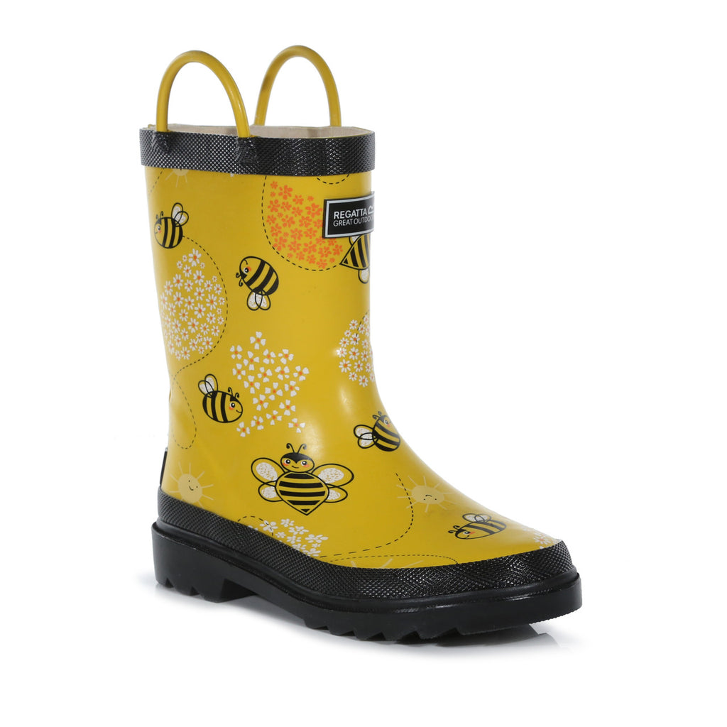 Regatta Minnow Kids Boys Girls Waterproof Wellington Boots Bee Yellow