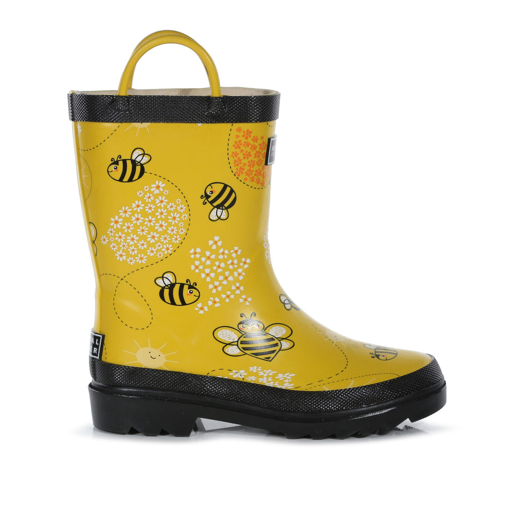 Regatta Minnow Kids Boys Girls Waterproof Wellington Boots Bee Yellow