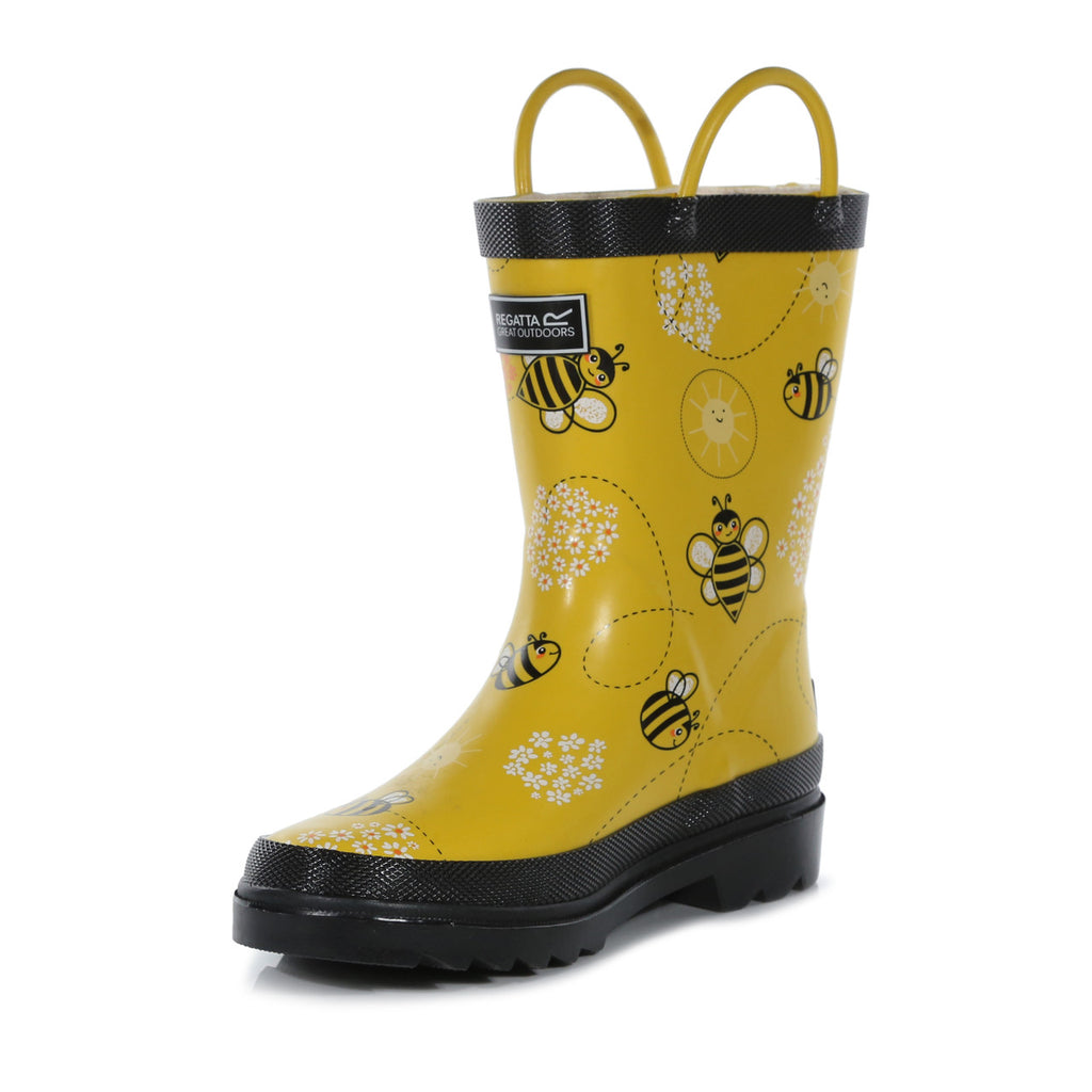 Regatta Minnow Kids Boys Girls Waterproof Wellington Boots Bee Yellow