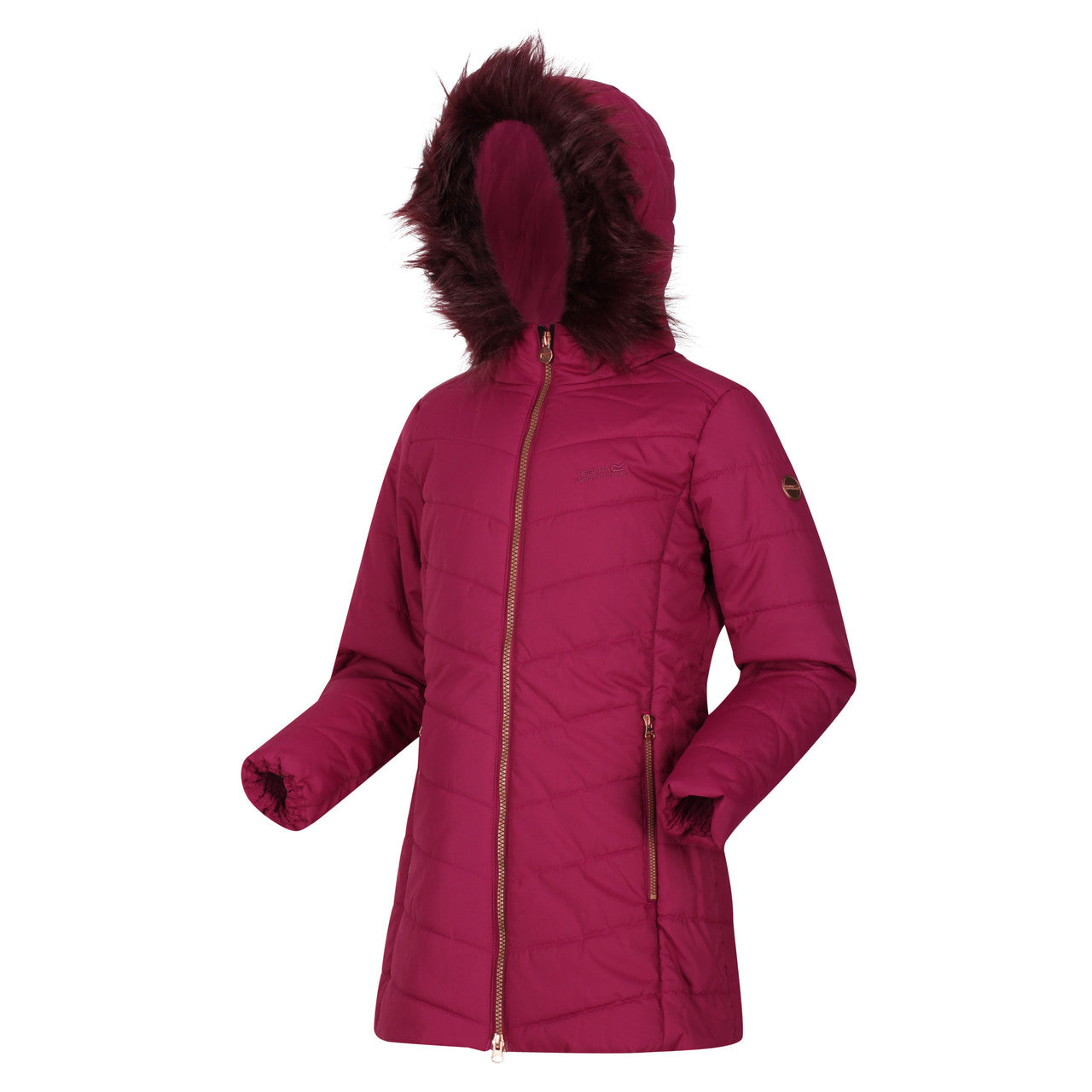 Regatta Fabrizia II Girls Full Zip Parka Hood Quilted Coat Raspberry Radiance
