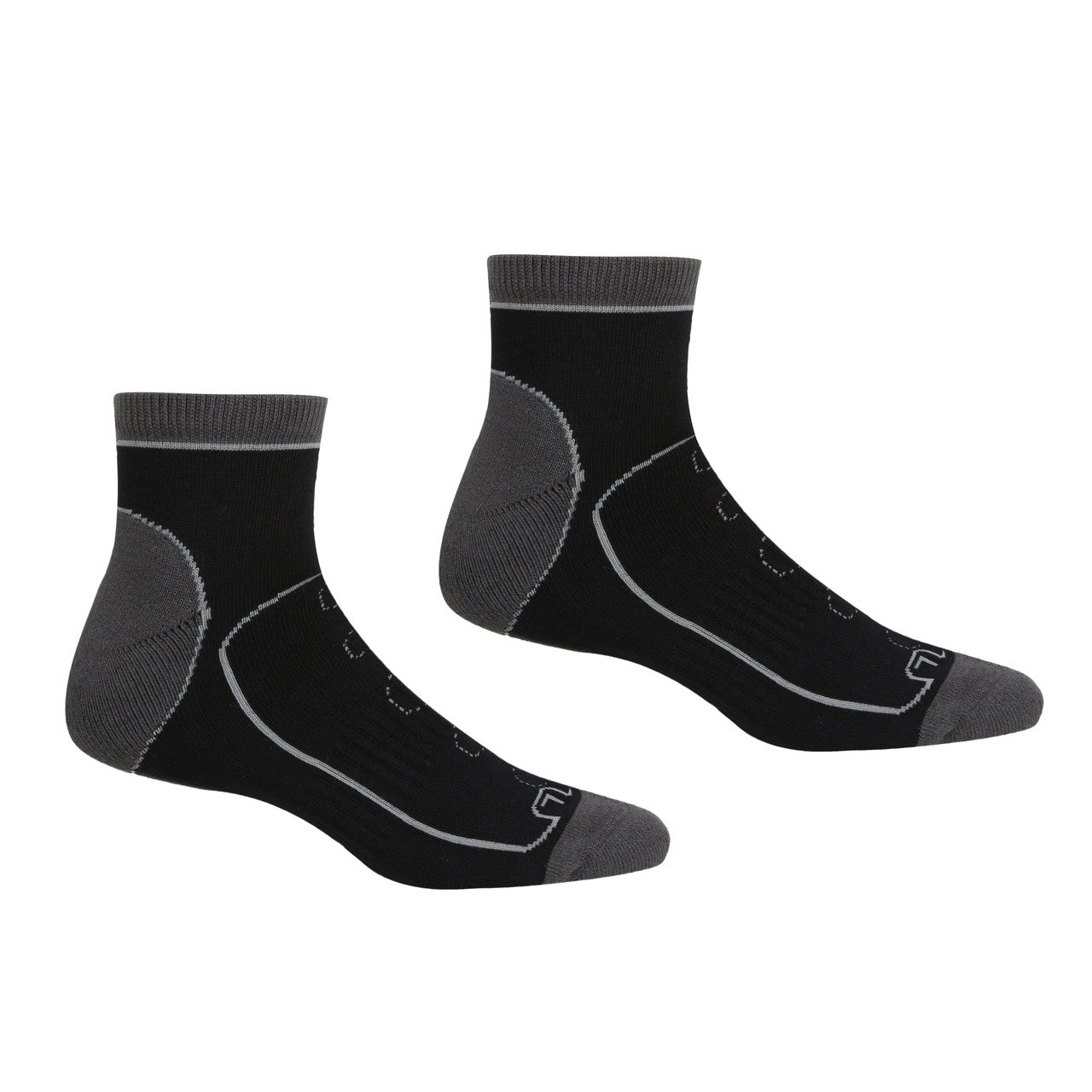 Regatta Mens 2 Pack Trail Socks Lightweight Stretch Comfort Black Dark Steel