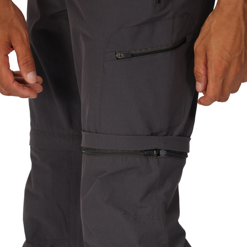 Regatta Mens Highton Zip Off Walking Hiking Trousers Shorts Seal Grey